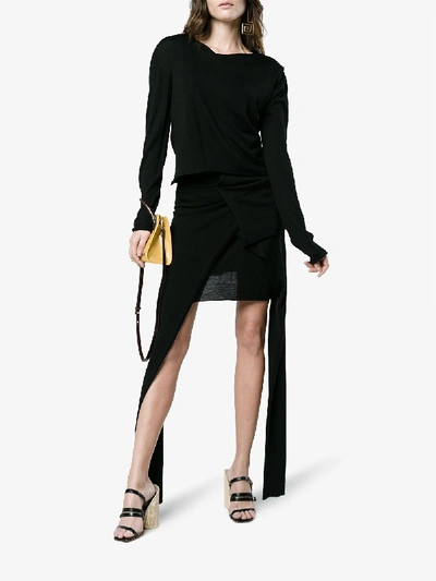 Shop Jw Anderson Knitted Asymmetric Hem Dress In Black