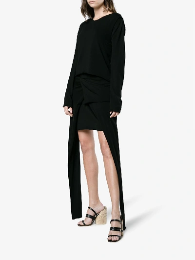 Shop Jw Anderson Knitted Asymmetric Hem Dress In Black