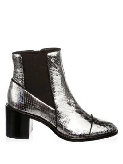 Shop Alexandre Birman Margareth Metallic Python Boots In Grafite Black