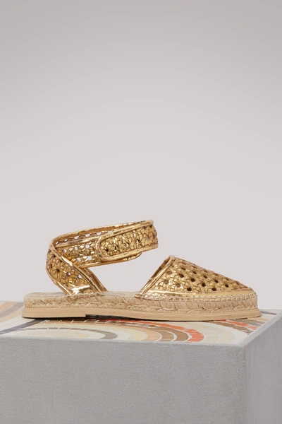 Shop Stella Mccartney Metallic Flat Sandals In Gold