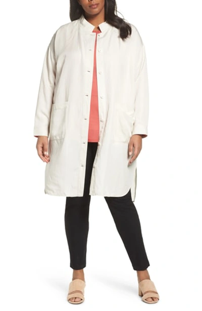 Shop Eileen Fisher Long Tencel Lyocell & Linen Jacket In Bone