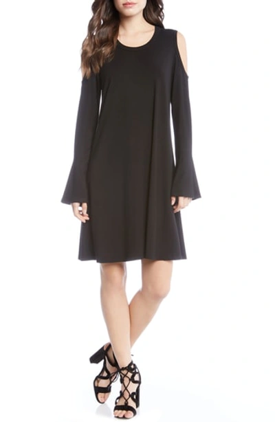 Shop Karen Kane Cold Shoulder A-line Dress In Black