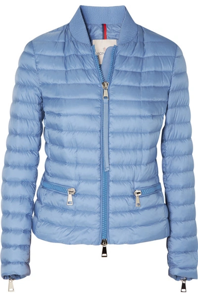 Shop Moncler Ribbed Knit-trimmed Quilted Shell Jacket In Blue