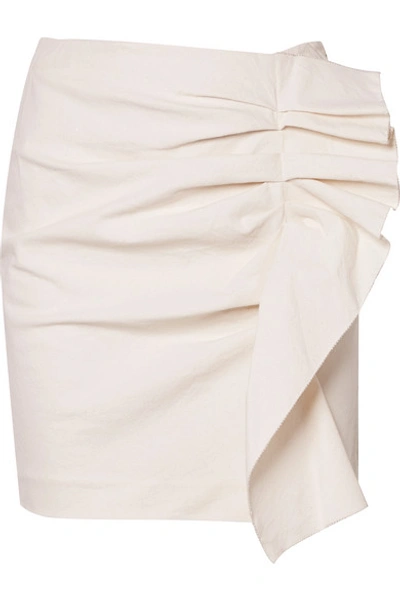 Shop Isabel Marant Lefly Ruffled Cotton-blend Mini Skirt In Ecru