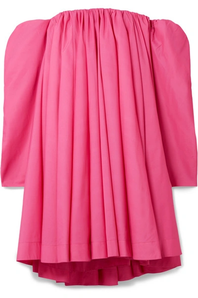 Shop Calvin Klein 205w39nyc Off-the-shoulder Gathered Taffeta Dress In Fuchsia