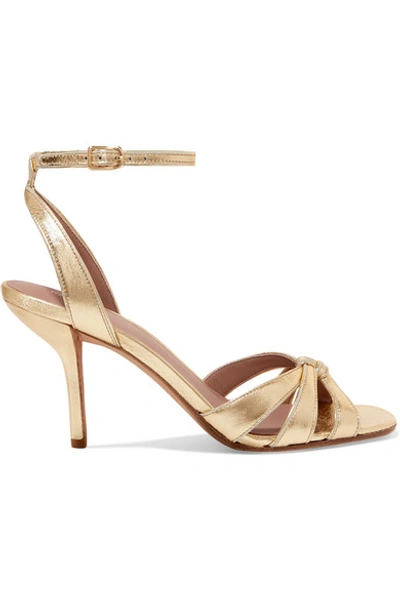 Shop Diane Von Furstenberg Felicity Metallic Textured-leather Sandals In Gold