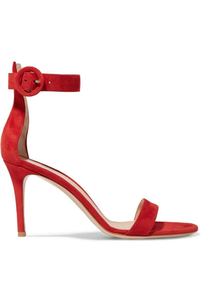 Shop Gianvito Rossi Portofino 85 Suede Sandals In Red