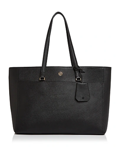 Shop Tory Burch Robinson Leather Tote In Black/gold