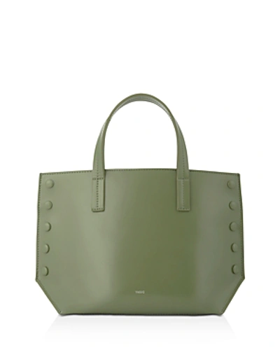 Shop Vasic Types Mini Leather Tote In Fern Green/silver