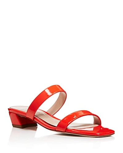 Shop Stuart Weitzman Women's Ava Patent Leather Slide Sandals In Paprika