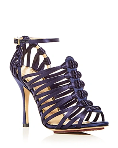 Shop Charlotte Olympia Women's Diva Satin Strappy High-heel Sandals In Indigo Blue