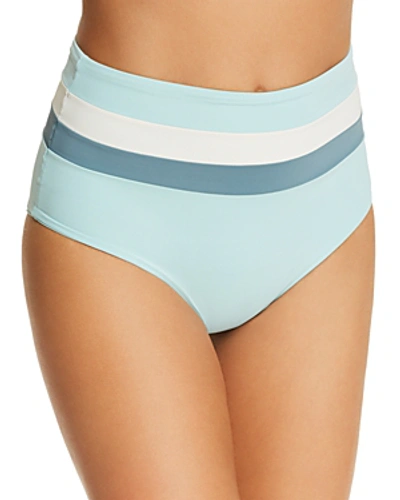 Shop L*space Portia Stripe Bikini Bottom In Light Turquoise