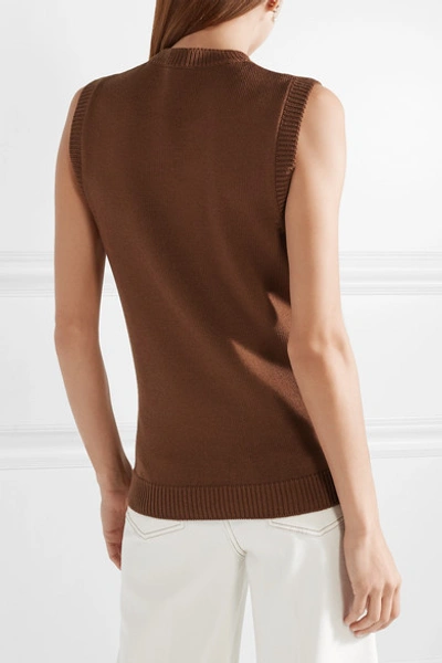 Shop Miu Miu Intarsia Wool Top In Chocolate