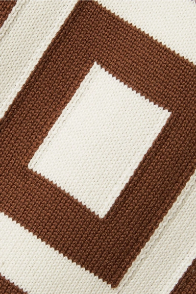 Shop Miu Miu Intarsia Wool Top In Chocolate
