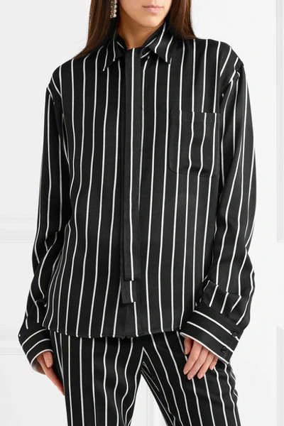 Shop Haider Ackermann Striped Matte-satin Shirt In Black