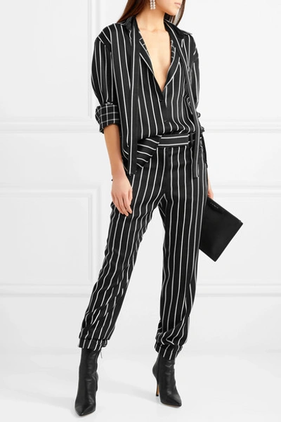 Shop Haider Ackermann Striped Matte-satin Shirt In Black