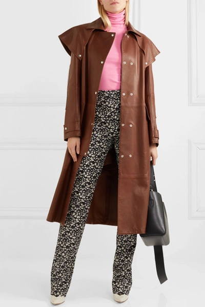 Shop Calvin Klein 205w39nyc Leather Trench Coat In Brown