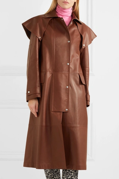 Shop Calvin Klein 205w39nyc Leather Trench Coat In Brown