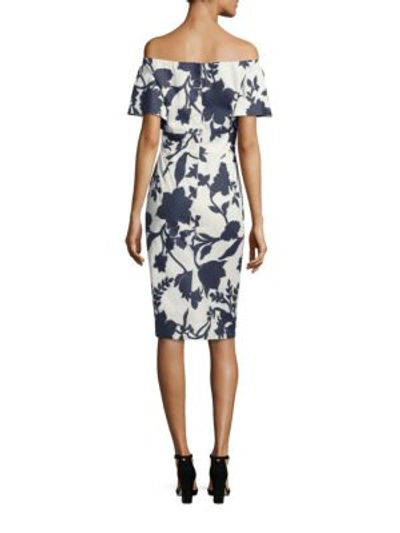 Shop Milly Dakota Off-the-shoulder Dress In White Navy