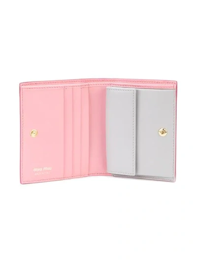 Shop Miu Miu Bow Logo Plaque Wallet - Pink