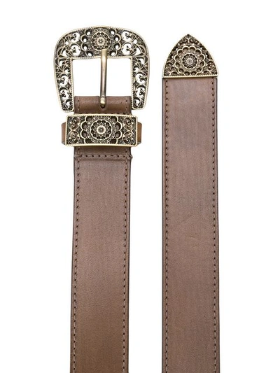 Shop Alberta Ferretti Engraved-buckle Belt - Brown