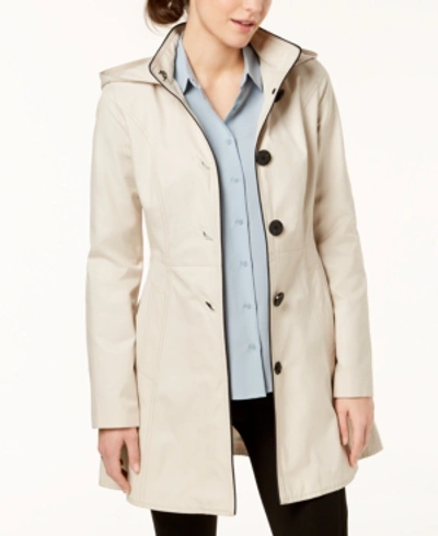 Shop Laundry By Shelli Segal Skirted Back-bow Trench Coat In Oatmeal