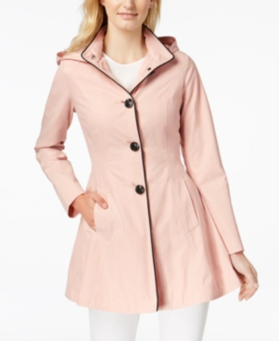Shop Laundry By Shelli Segal Skirted Back-bow Trench Coat In Dusty Pink