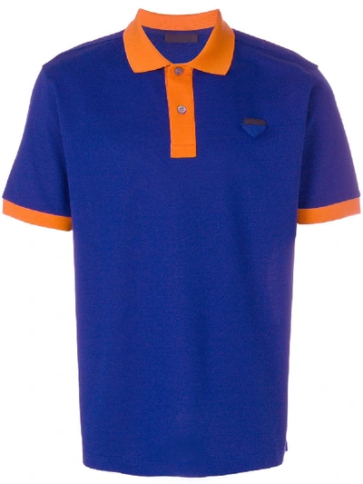 Shop Prada Contrast Trim Polo Shirt