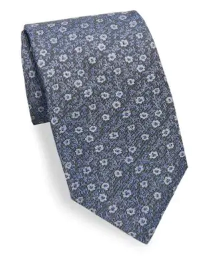 Shop Isaia Mini Floral Silk Tie In Green Blue