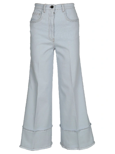 Shop Miu Miu Cropped Denim In Light Blue