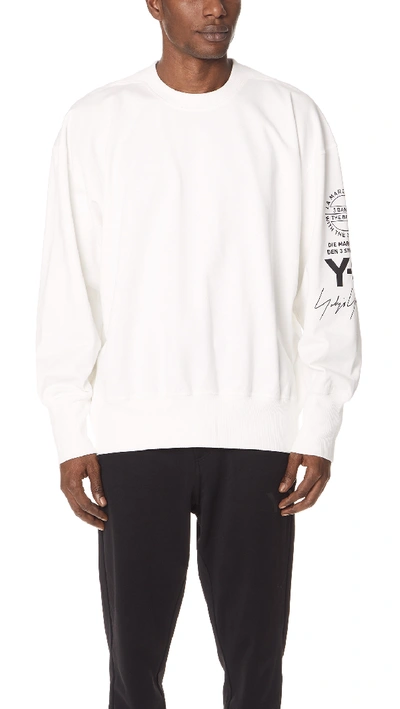 Shop Y-3 Graphic Crew Sweatshirt In Core White