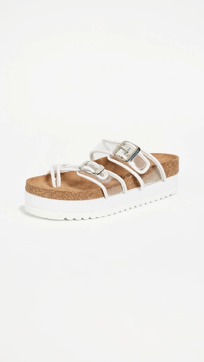 Shop Jeffrey Campbell Fatu Pvc Sandals In White/clear
