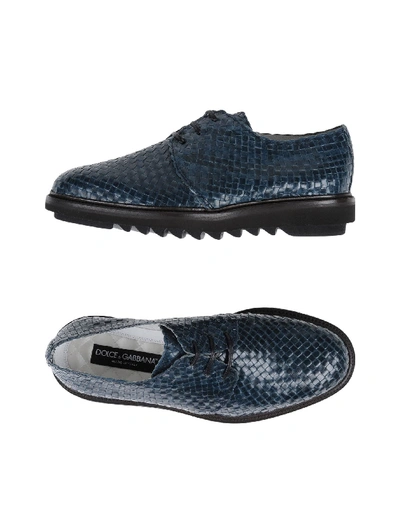 Shop Dolce & Gabbana Laced Shoes In Slate Blue