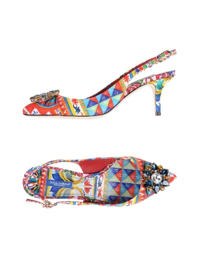 Shop Dolce & Gabbana Woman Pumps Red Size 5.5 Textile Fibers