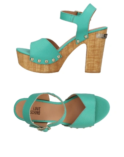Shop Love Moschino Sandals In Light Green