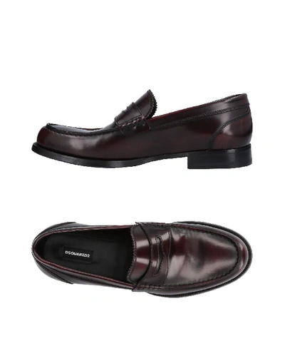 Shop Dsquared2 Loafers In Maroon