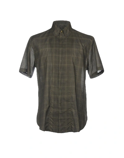 Shop Versace Checked Shirt In Military Green
