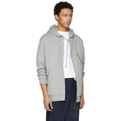 Shop Maison Margiela Grey Five-zip Hoodie In 858m Grey M