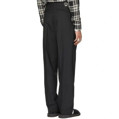 Shop Maison Margiela Black Wool Pleated Trousers In 900 Black