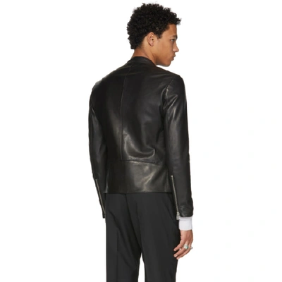 Shop Maison Margiela Black Leather Classic Five-zip Jacket In 900 Black