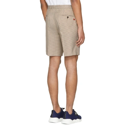 Shop Fendi Brown And Beige Micro Houndstooth Bermuda Shorts In F11oj