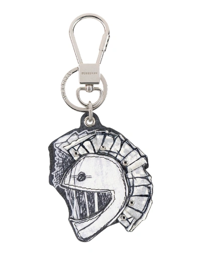 Shop Burberry Man Key Ring Light Grey Size - Soft Leather, Metal