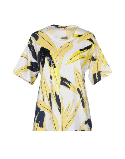 Shop Marni Woman T-shirt Yellow Size 8 Cotton