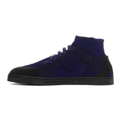 Shop Fendi Blue Knit High-top Sneakers In Blue F11es