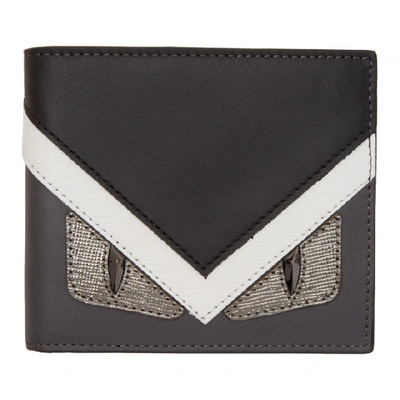 Shop Fendi Black & Grey 'bag Bugs' Wallet