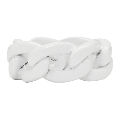 Shop Maison Margiela White Chain Ring In 961 White