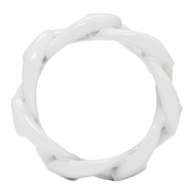 Shop Maison Margiela White Chain Ring In 961 White