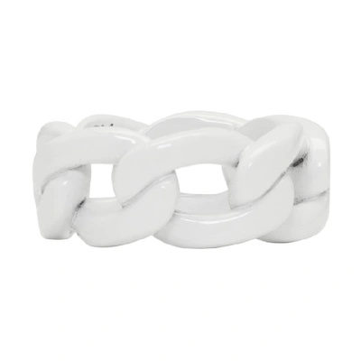 Shop Maison Margiela White Chain Ring In 961 White