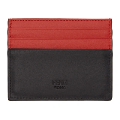 Shop Fendi Black & Red 'bag Bugs' Card Holder