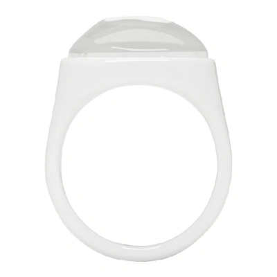 Shop Maison Margiela White Brass & Plexiglass Ring